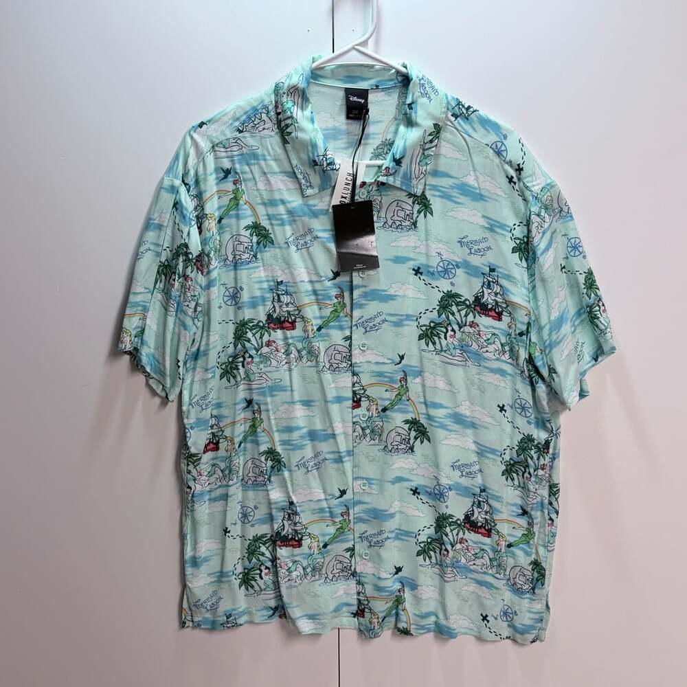 Disney Peter Pan Neverland Scenic Woven Shirt Size SM